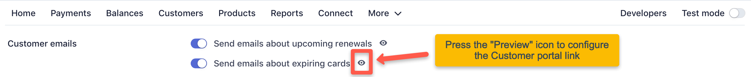 Customizing the 'Expiring card' email template on the Stripe dashboard