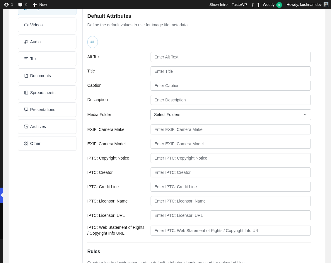 Media Library Organizer Pro: Defaults: EXIF