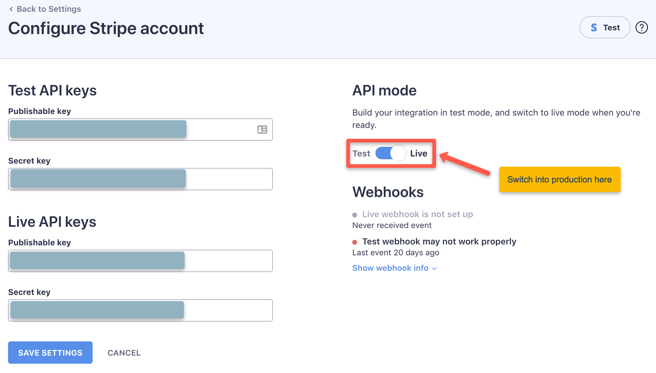 Switch the plugin to live API mode