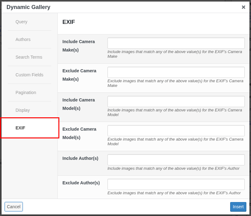 Media Library Organizer: Dynamic Galleries: TinyMCE: EXIF