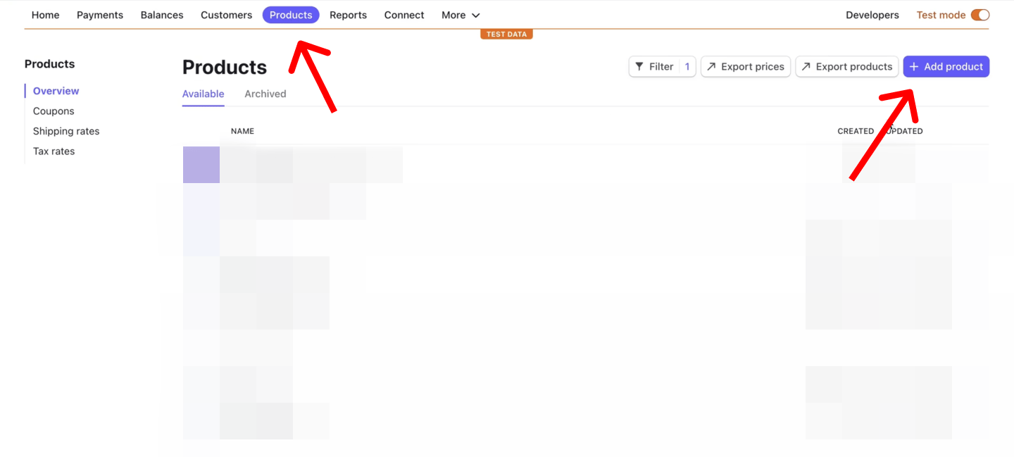 How to create products in Stripe