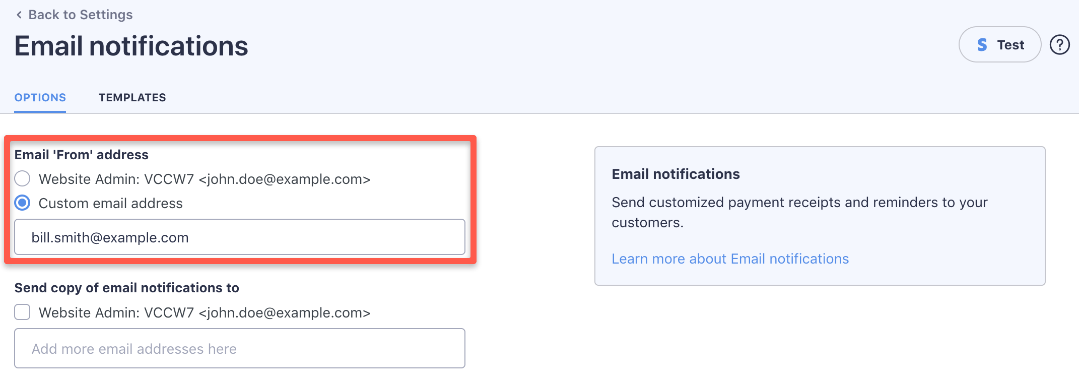 You can set the sender address of plugin emails on the 'Full Stripe / Settings / Email notifications / Options' page in WP admin