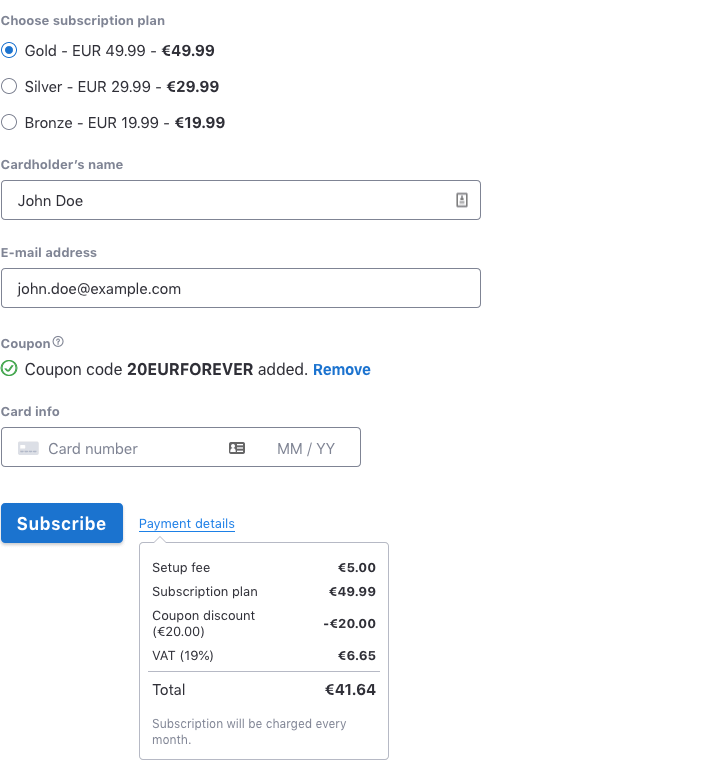 WP Full Pay - Subscription form with plan list