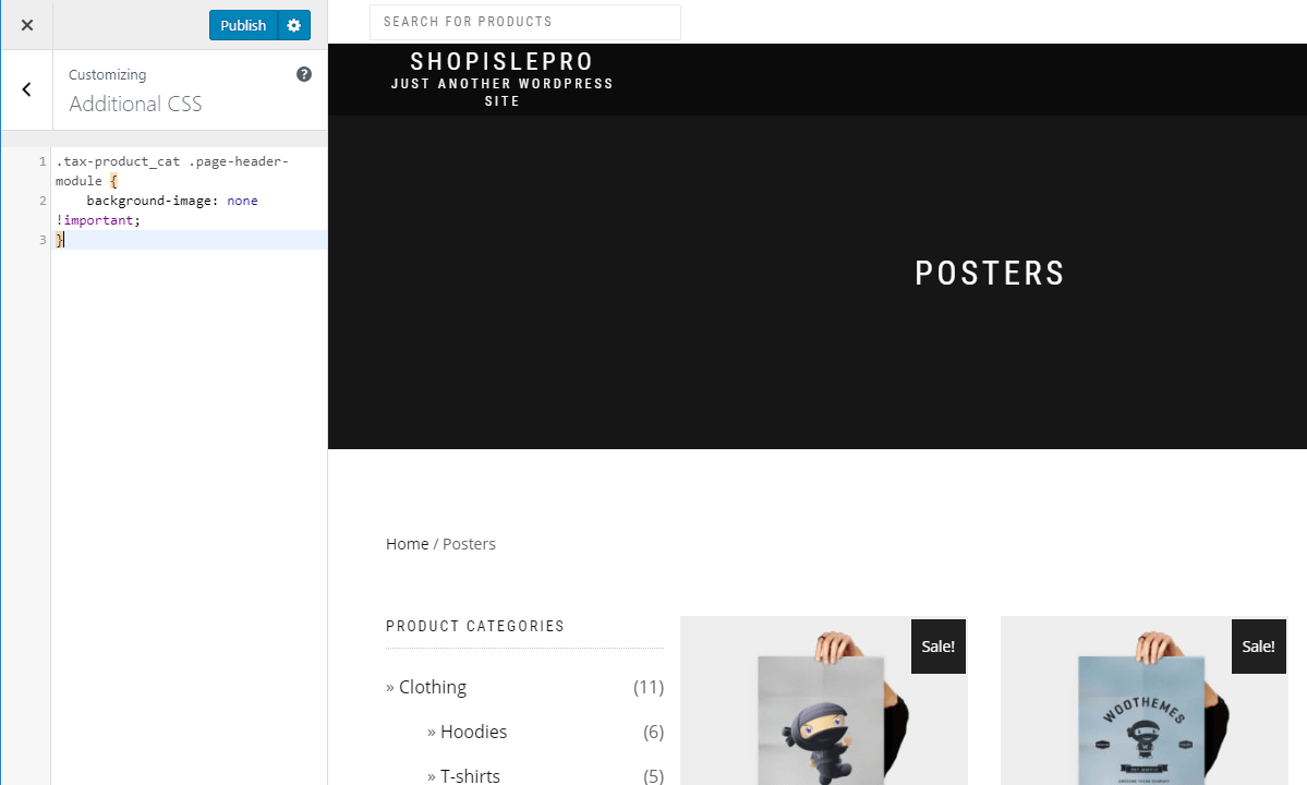 ShopIsle remove category header image