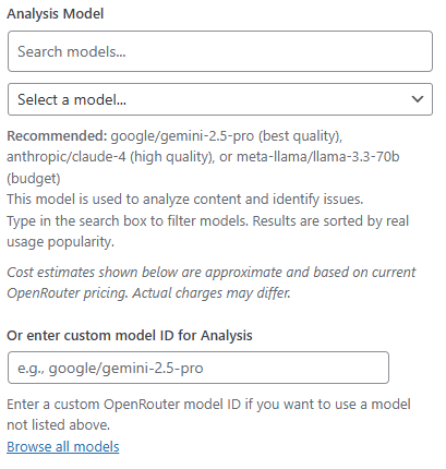 Select OpenRouter model for analysis