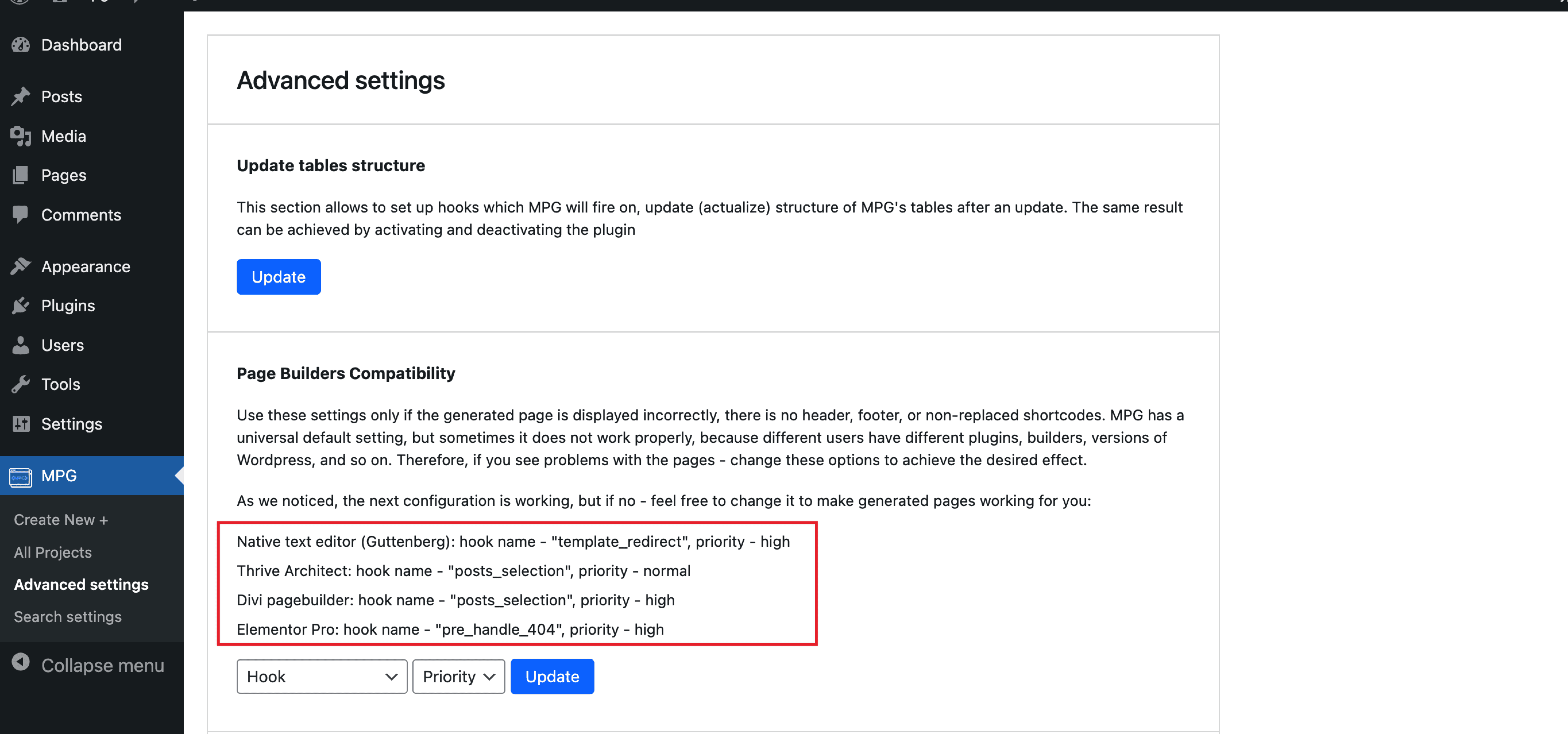 MPG Page Builder Compatibility