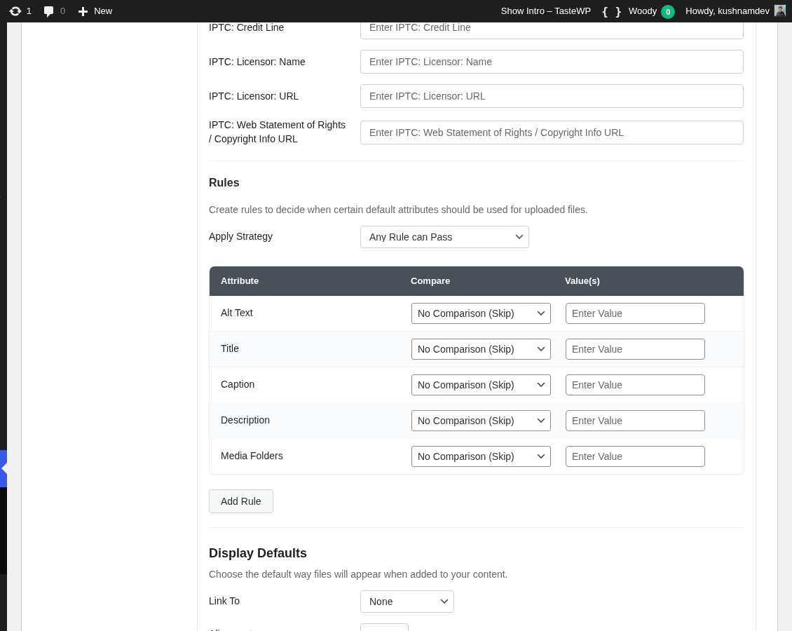 Media Library Organizer: Defaults: Conditional