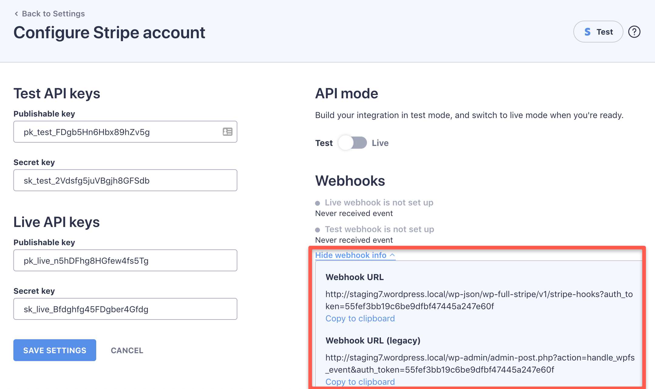 WP Full Pay  - Copy webhooks URL