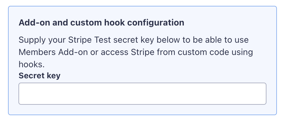 Example of an empty configuration for add-on and custom hook configuration