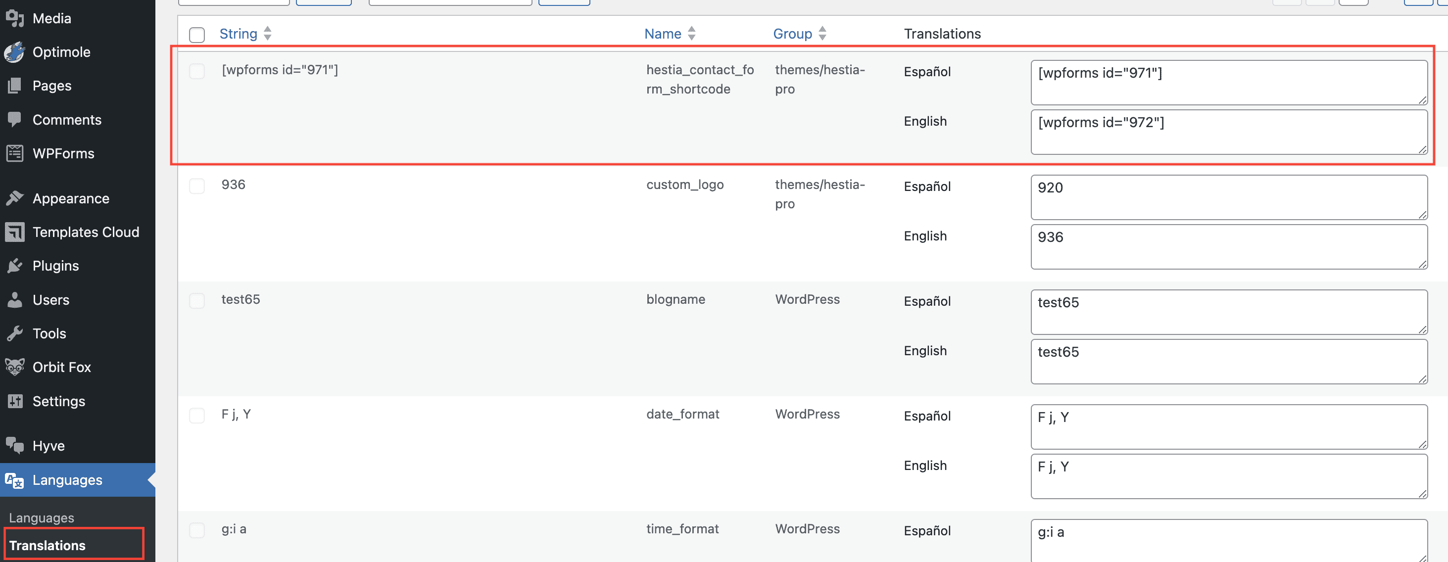 Translate shortcodes in Polylang