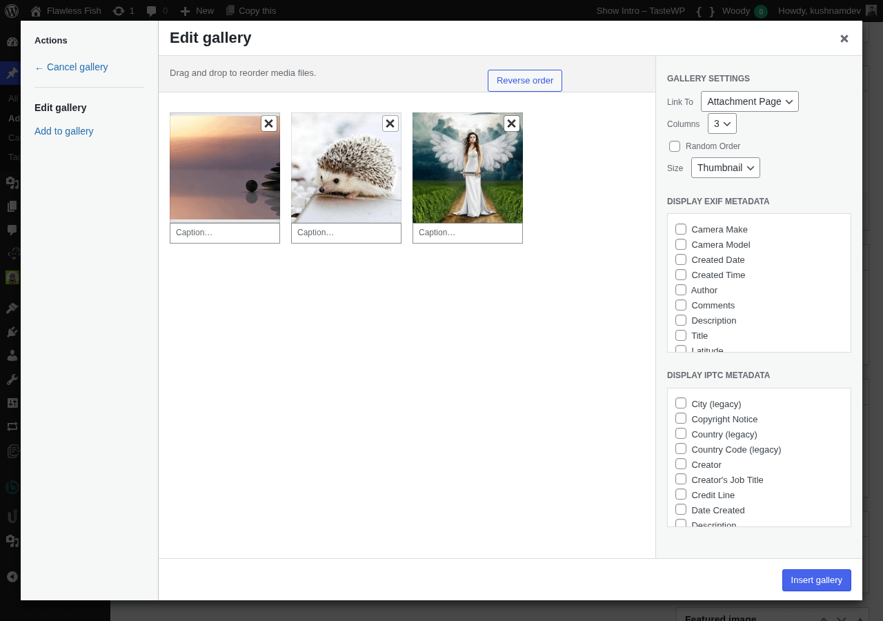 Media Library Organizer: EXIF & IPTC Addon: Shortcode: Create a New Gallery