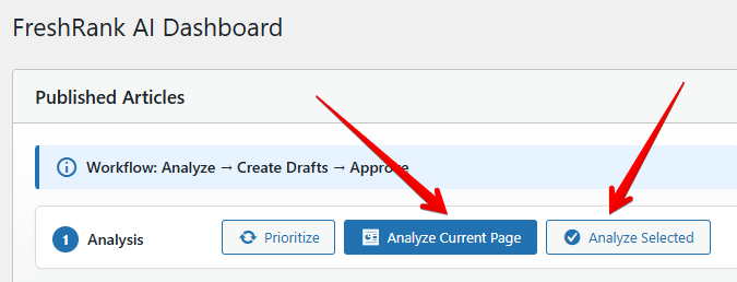 Bulk analysis buttons