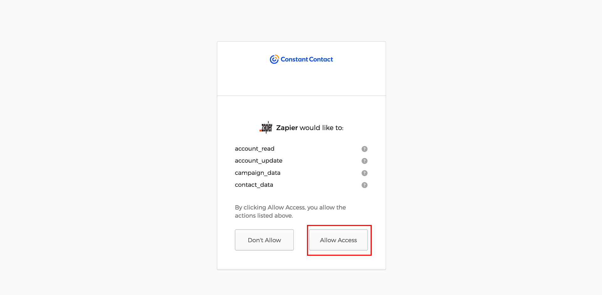 Allow Zapier access to Constant Contact