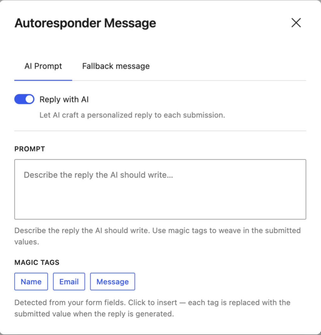 Otter Pro autoresponder message editor with Reply with AI enabled